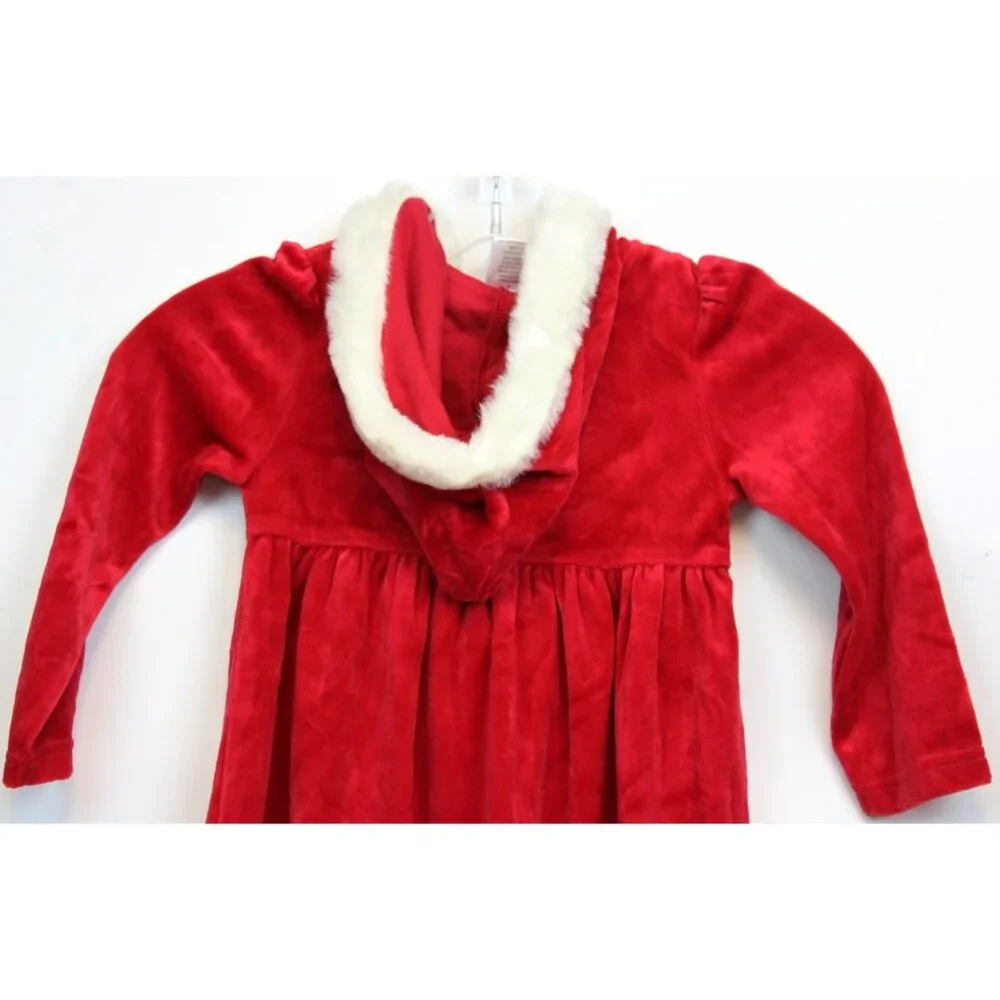 NWT 2008 Gymboree Winter Snowflake Red Velour Santa Dress Hood sz 4 Long Sleeve